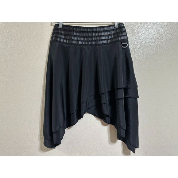 Alivila.y Women's Steampunk Goth Tiered Mini Skirt Size S Asymmetrical Hem - Picture 1 of 5